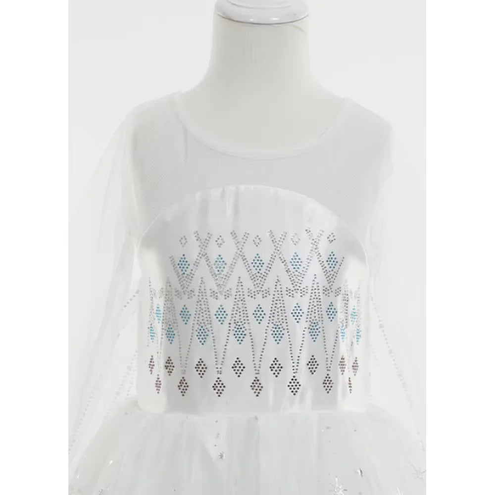 Children Carnival White Elsa Cosplay Dress Girls Elegant Princess Costume Kids Halloween Birthday Party Clothes