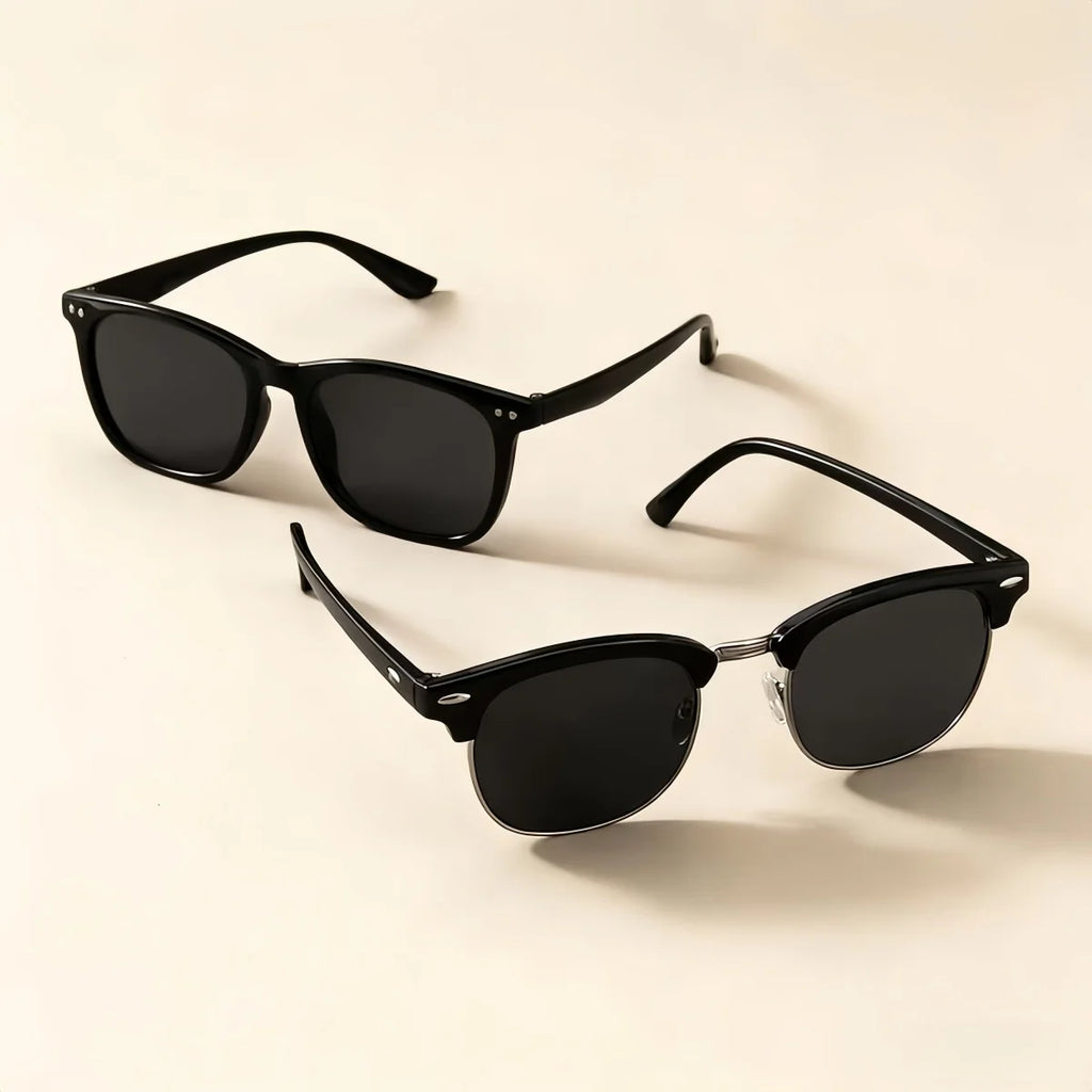 2pcs Fashion Sunglasses Glasses European and American Retro Unisex Classic Y2K Trendy Versatile Sunscreen Lightweight Frame Sung