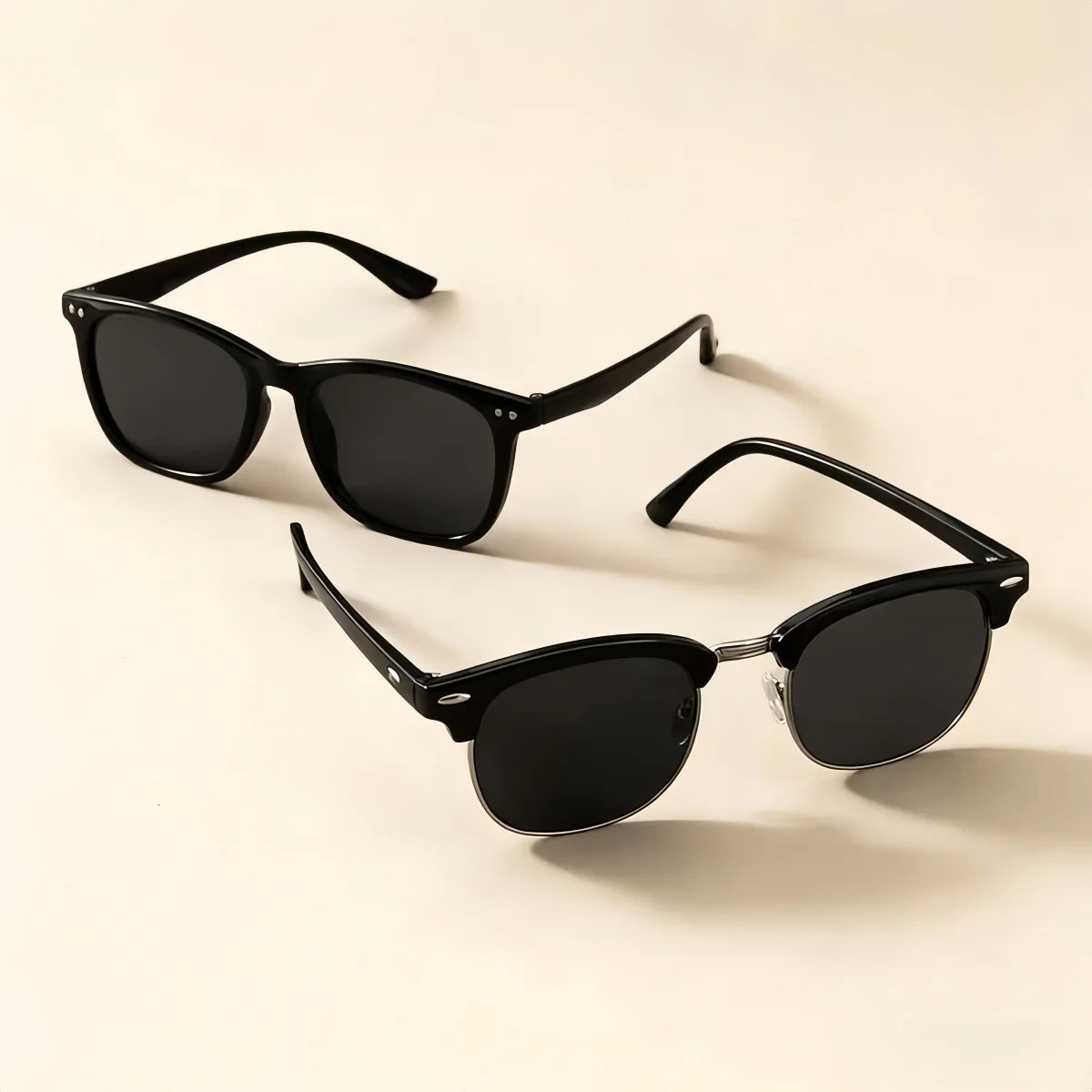 2pcs Fashion Sunglasses Glasses European and American Retro Unisex Classic Y2K Trendy Versatile Sunscreen Lightweight Frame Sung