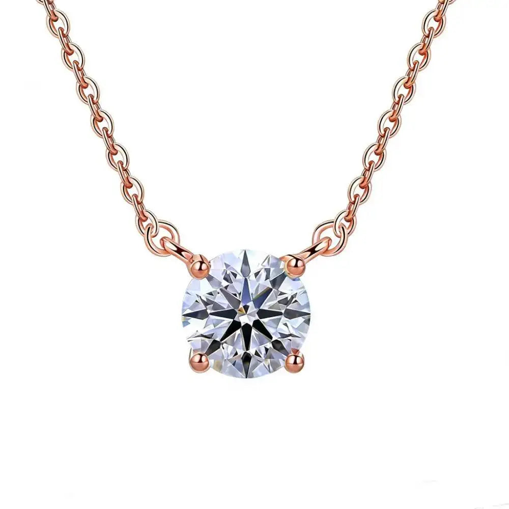 JoiasHome S925 Sterling Silver Moissanite Necklace For Women Simple Four-Claw Pendant Collarbone Chain Classic Luxury Jewelry