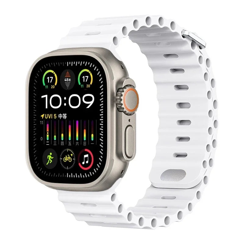 Ocean Silicone Strap For Apple Watch UItra 3 1 2 49mm 10 9 8 7 11 46mm 42mm 45mm 41mm Bracelet Wristband iWatch 6 5 4 SE3 44mm