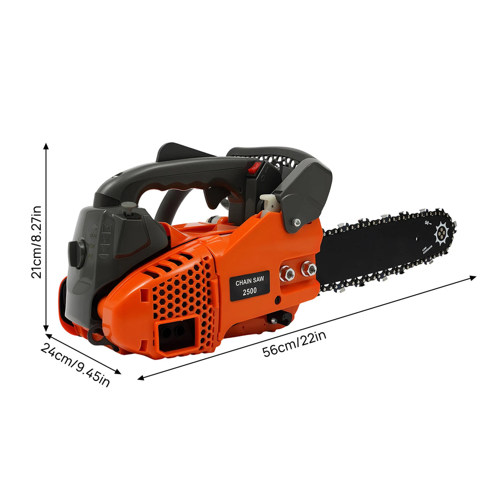 25.4cc 2-Cycle Gas Powered Chainsaw 11.8-inch Guide Bar 900W Power Chain Saws Tree Cutting Trimming Log 1.22hp