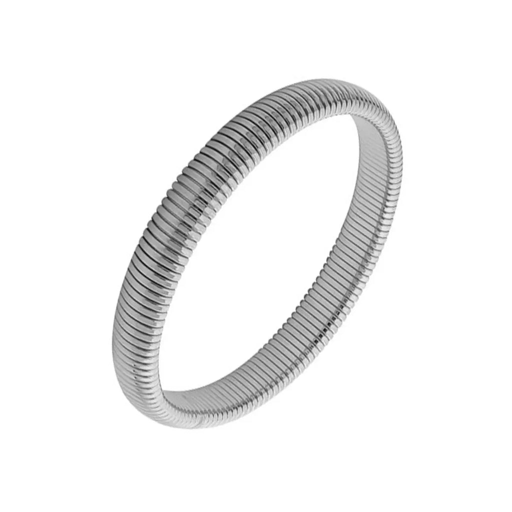 Waterproof Stainless Steel Retro Elasticity Thick Metal Polish Bracelet 18K Gold Plated Trend Fashion Unisex Jewelry Men Women