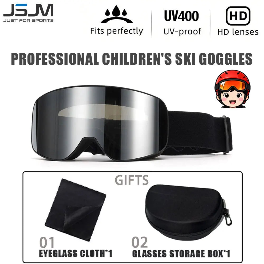 New Children Kids Skiing Goggles 4-15 years old Professional Anti-fog Child Snowboard Goggles UV400 Kids Ski Mask Glasses