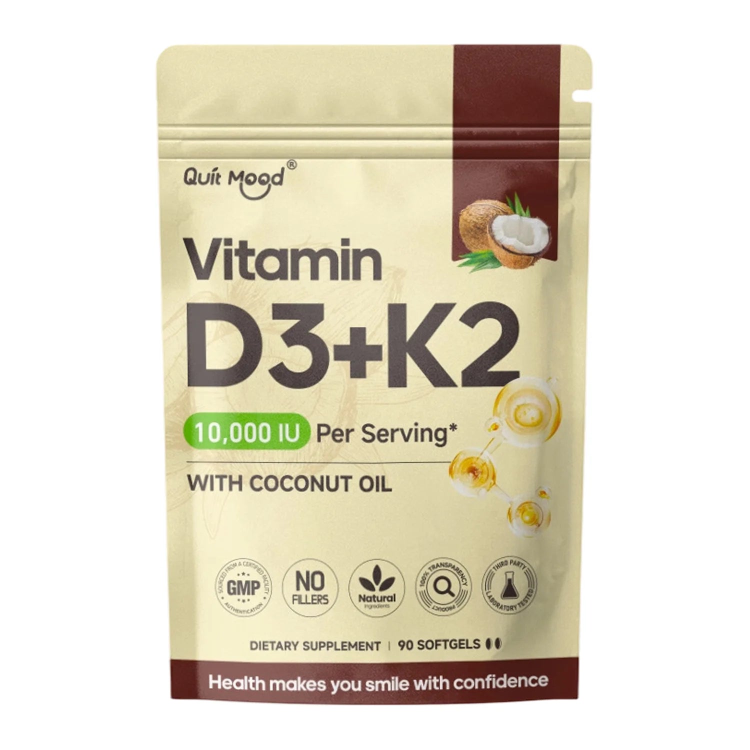 Vitamin D3K2, Assists Calcium Absorption, Trace Ingredient Vitamin Supplement Soft Capsule