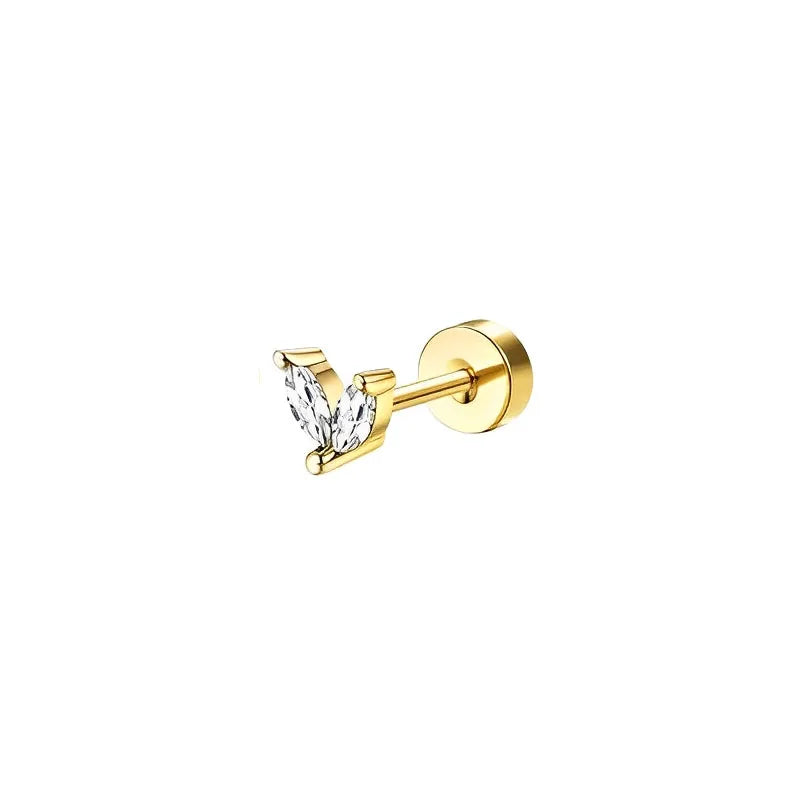 Bobisty 1pc Earrings Surgical Stainless Steel Earrings for Women Dainty Flat Back Earring Stud Hoop Cartilage for Sensitive Ears