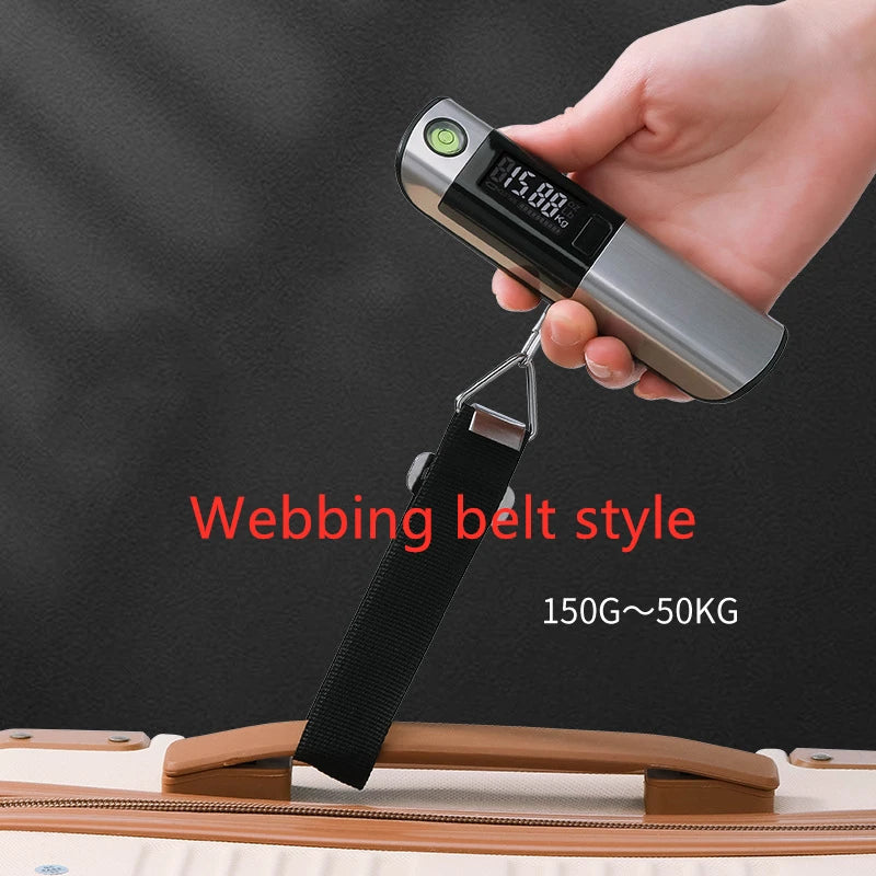 Portable Electronic Scale with Rule, Household Small 50kg Portable Mini Hook Weighing, High-Precision Luggage Weighing Device