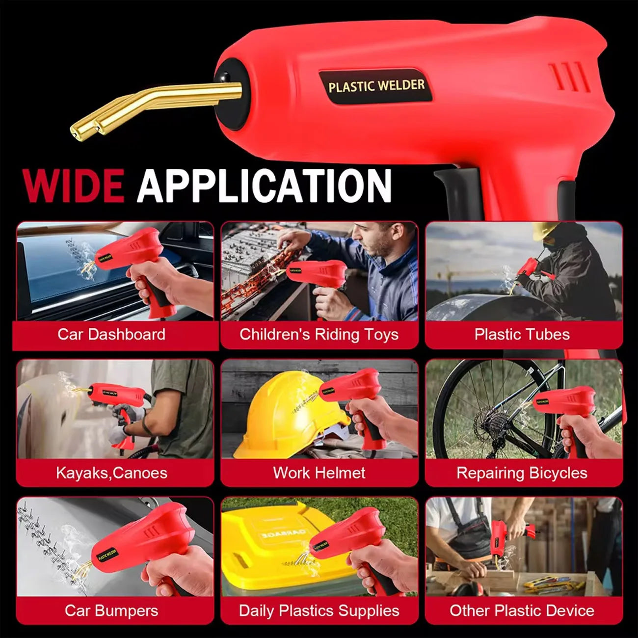 Besper 200W Plastic Welder, 2in1 Plastic Welding Kit Plastic Repair Welder Hot Stapler Soldering Gun Car Bumper Plastic Repair