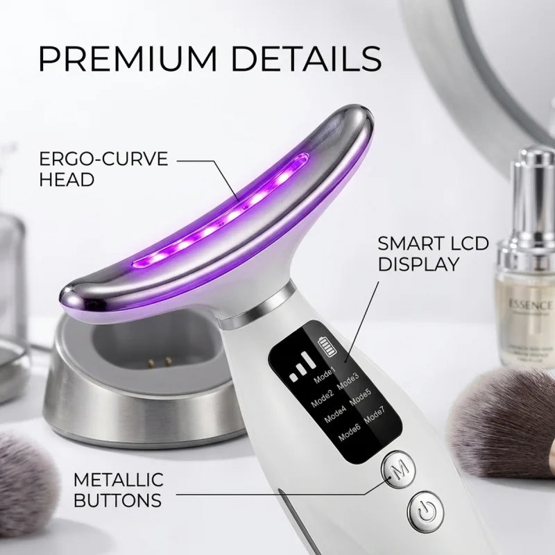 7 Colors LED Photon Therapy Face Neck Beauty Device 7 Modes 3 Levels Vibration Massage Skin Lifting Anti Wrinkle Machine Home Us