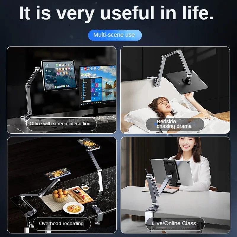 Dktop Magnetic Tablet Phone Stand Magnetic Phone Adjustable Boom Arm Stand Suitable for iPad Lazy Folding Aluminum Alloy Holders