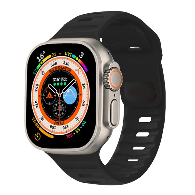 Silicone Strap For Apple Watch ultra2 Band 44mm 49mm 45mm 41-46-42mm 40mm sport correa bracelet iwatch Series 10 7 6 se 3 8 9 11