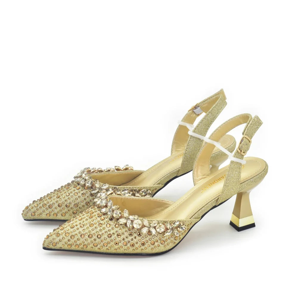 women nigerian italian shoes and bags set decorated with rhinestone shoe and bag set for nigeria party italy wedding shoe female