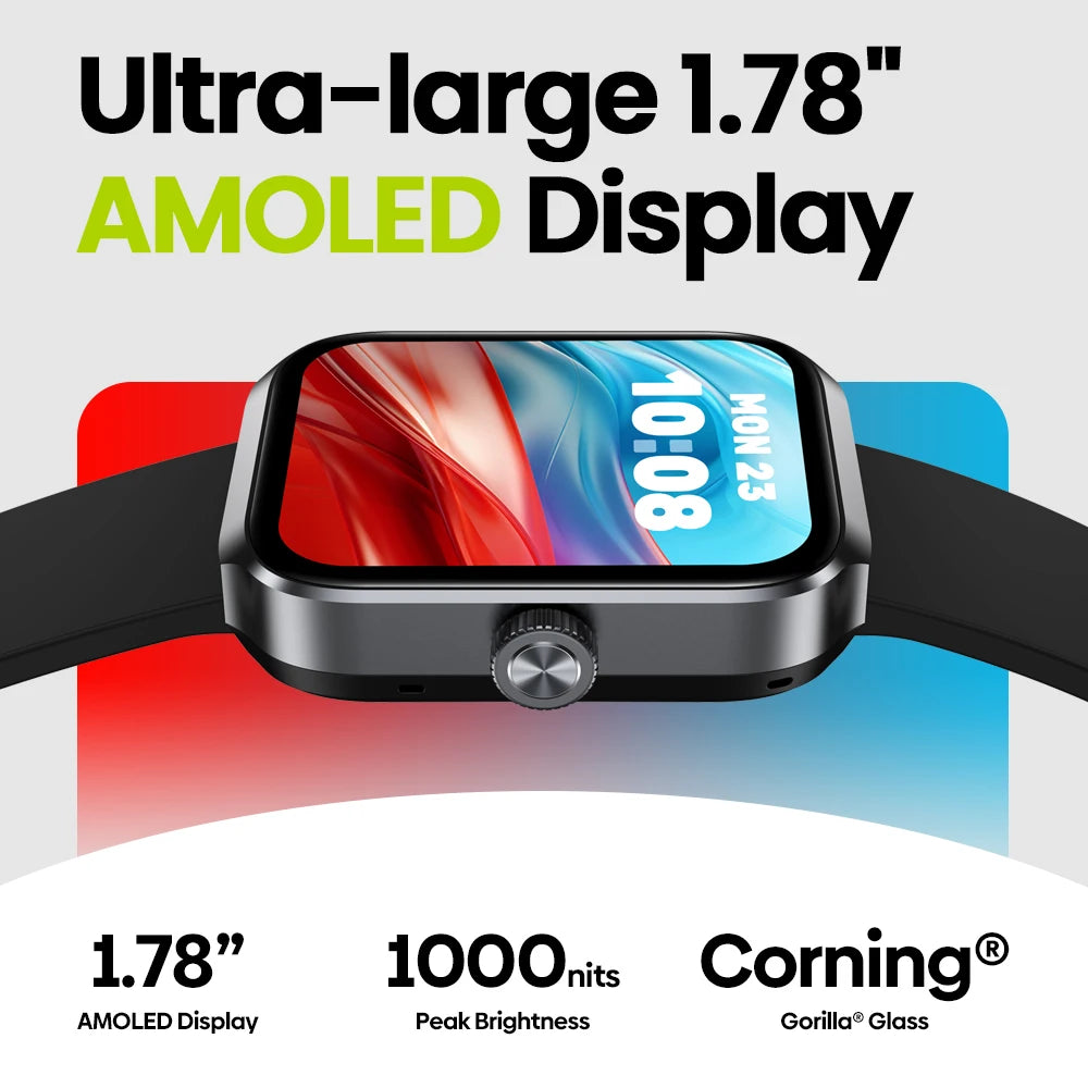 New Zeblaze Beyond 3 Plus GPS Smart Watch 1.78'' AMOLED Display Built-in Alexa Make/Receive Phone Calls 3ATM Sports Smartwatch