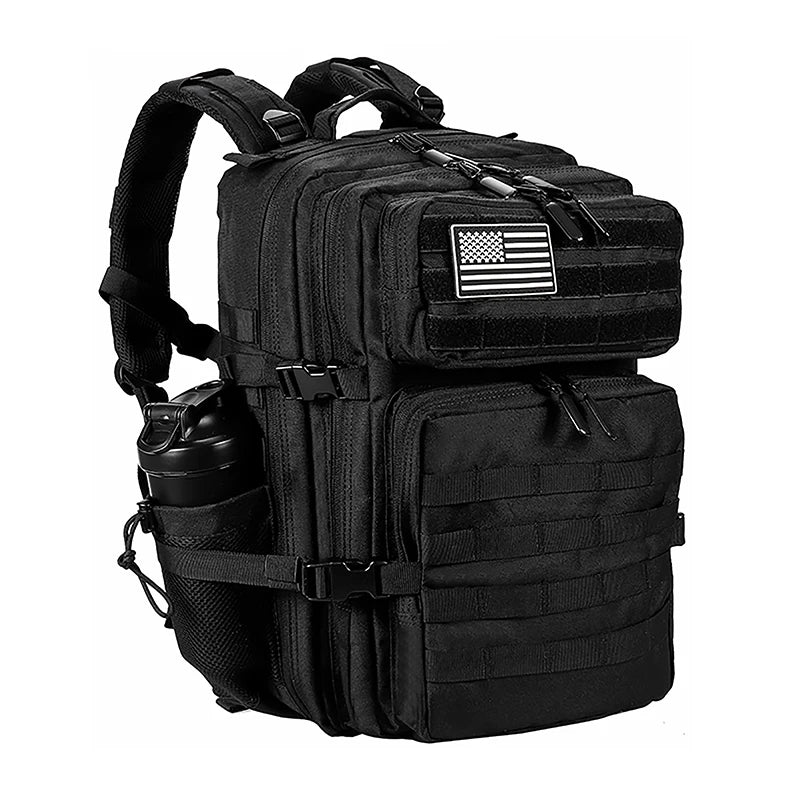 LHI 45L Tactical Backpack for Men and Women Large Athlete Gym Bag Outdoor Sports Hiking Survival Rucksack with Bottle Holder