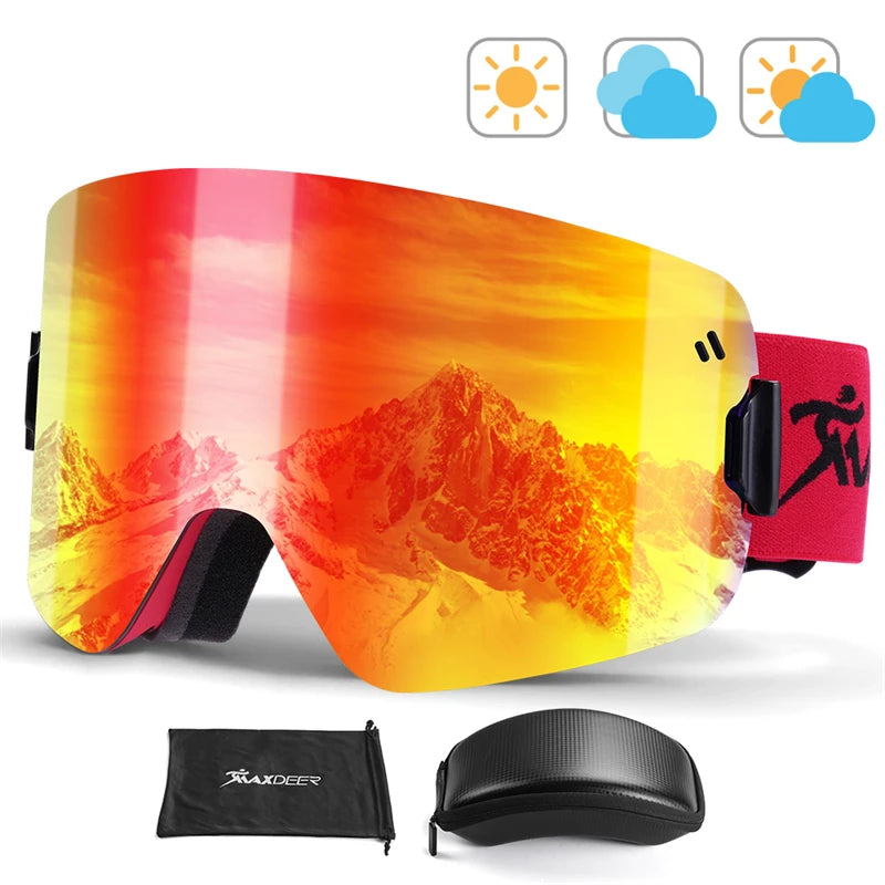 Magnetic Ski Goggles Men Snowboard Glasses Double Layers Lens Anti-fog UV400 Snow Goggles Women Snowmobile Skiing Eyewear OTG
