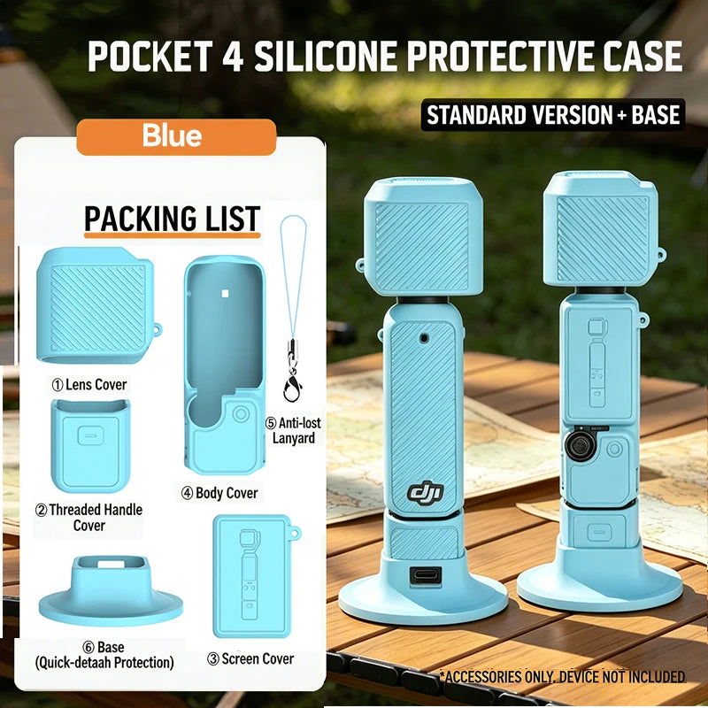 New Silicone Protective Case Set for DJI Pocket 4 Scratch-resistant Shock-resistant Protective Case for Camera Shell Accessories
