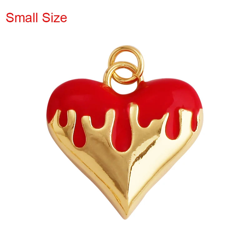 Enamel Flowing Heart Charm Pendant Valentine Gift,18K Real Gold Plated Colour,Necklace  Pendant for Handmade Jewelry Supply M92