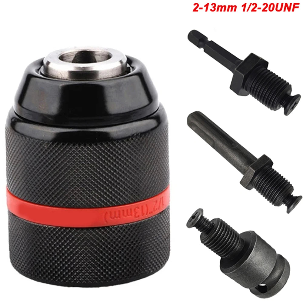 JENTORIX 2mm-13mm Metal Keyless Drill Chuck, 3Jaw Self-lock Ratchet Chuck 1/2-20UNF Thread, Chuck for Drill Bit Screwdriver&Taps