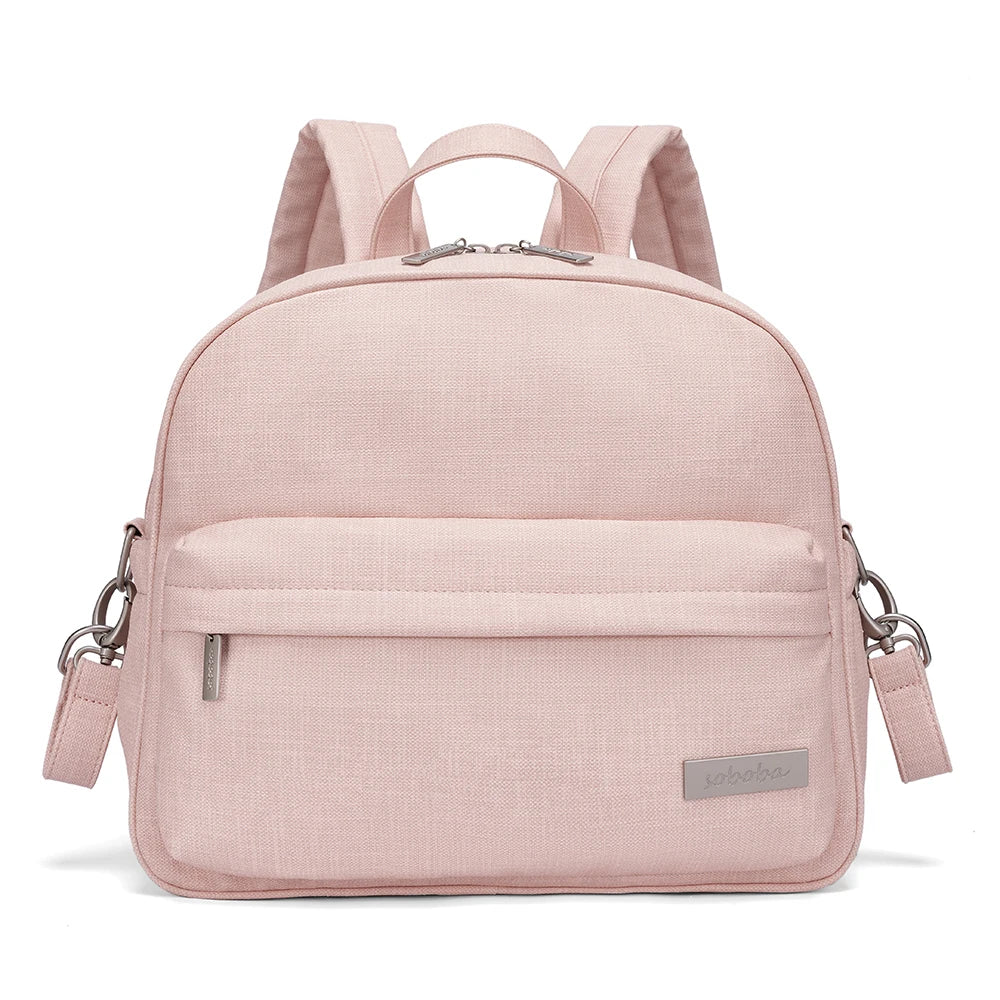 Soboba Stylish Diaper Backpack for Women Solid Fashion Waterproof Large Capacity Multi-funcional Nappy Changing Bag with 2 Strap