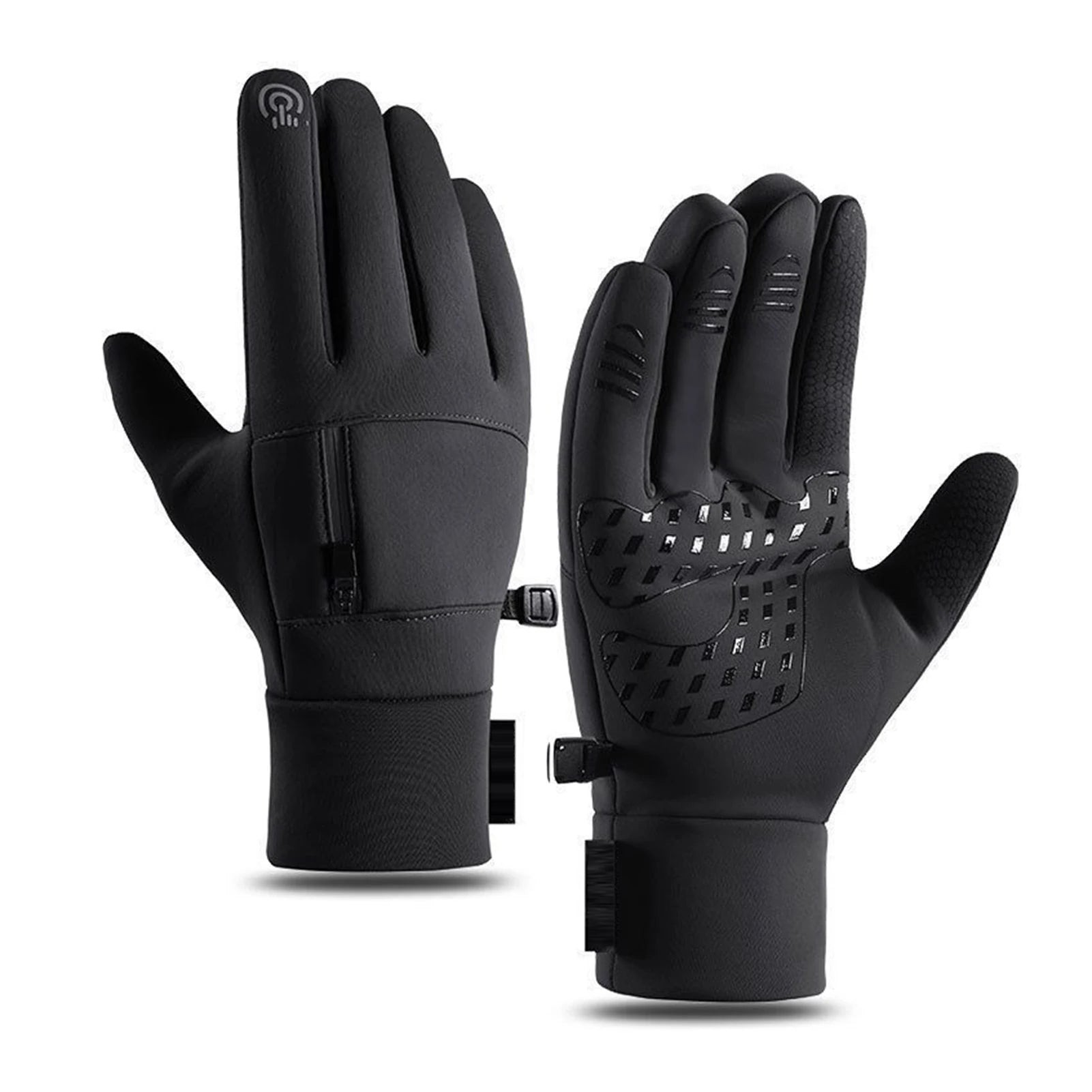 Men's Touch Screen Ski Gloves With Pocket Comfortable Soft Anti-Slip Windproof Thermal Gloves For Outdoor Hiking