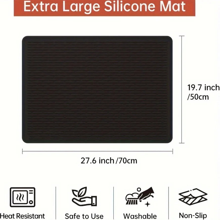 Silicone Stove Top Cover Mat, Heat Resistant Electric Glass Cooktop Protector, Extra Large Dish Drying Mat for Kitchen RV