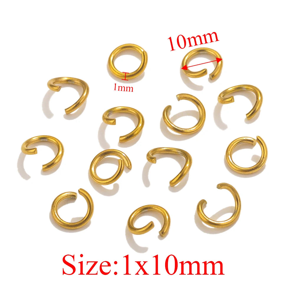 100pcs PVD Gold Plated Stainless Steel Open Jump Rings Connectors for DIY Jewelry Making Split Ring Jewelry Findings Accessoires
