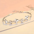 925 Sterling Silver Zircon Lucky Clover Shaped Bracelet Crystals Chain For Women Valentines Gift Wedding Party Cute Jewelry 20cm