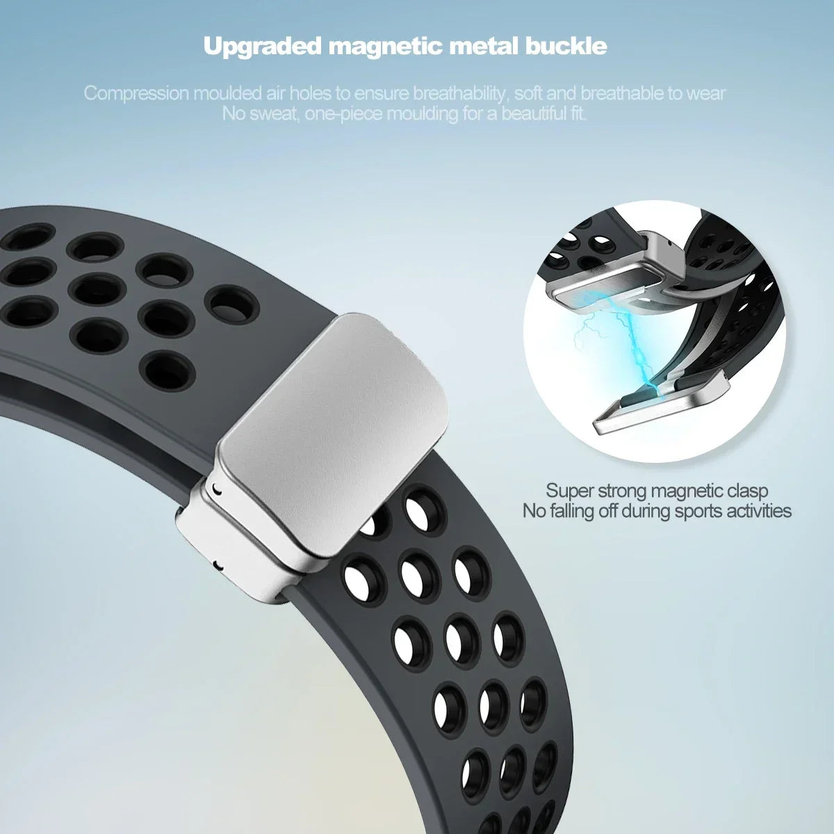 Magnetic Silicone Band for Samsung Galaxy Watch 6 Classic 43 47mm 4 42 46mm 5 Pro 45mm No Gaps Loop Strap for 4/5/6 40 44mm