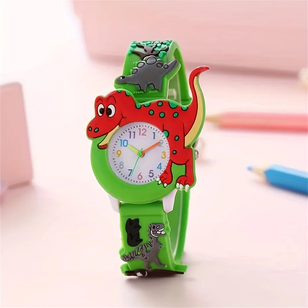 Kids Cartoon 3D Dinosaur Silicone Quartz Watch Student Watch