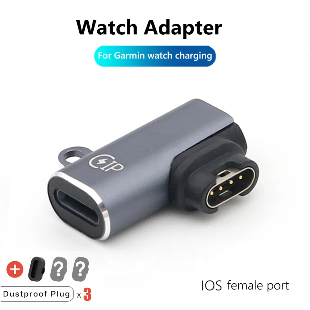 Type C/Micro USB/iOS Charging Portable Adapter For Garmin Fenix 8 7 7S 7X 6 6S 6X 5 5S 5X Venu 2 Smart Watch Charger Converter