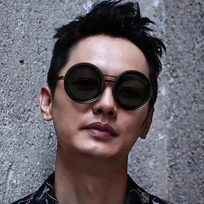 ND9 Adjustable Dimming Sunglasses Retro Punk Round Men's Fishing UV400 Polarized Driving Sunglasses Women