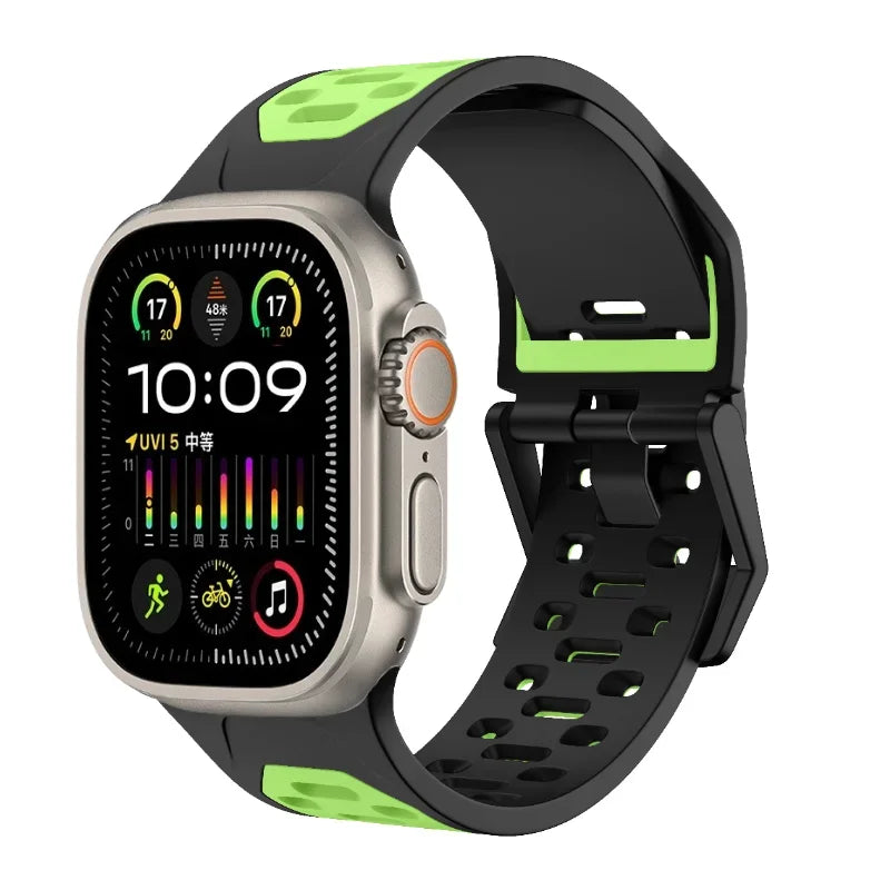 Silicone Strap For Apple Watch Band Ultra 3/2 49mm 11 10 9 8 7 46mm 45mm Breathable two-color Bracelet iWatch 6 5 4 SE 44mm Belt