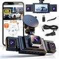 M350 3 Channel Dash Cam, 4K Front 1080P Inside, WiFi IR Night Vision Cabin Camera, Works with Apple Find My, 24/7 Recording, NO TF Card Included