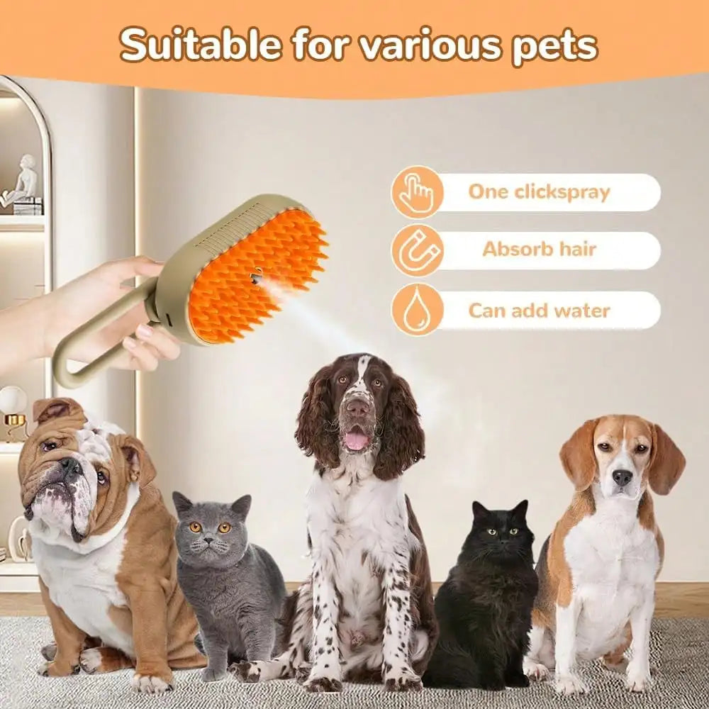 4-In-1 Steam Brush For Cats – Self-Cleaning Comb For Long And Short Hair Cats And Dogs, Steam Pet Brush For Hair Removal, Vibrating Message, Grooming & Relaxation