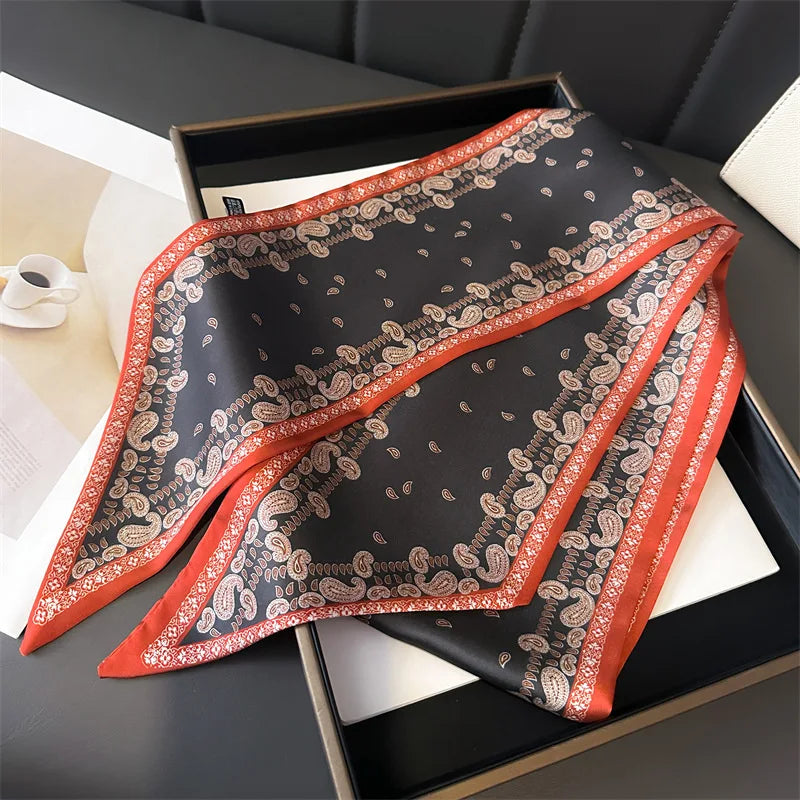 NEW Fashion Print Long Silk Scarf Graphic Ribbon For Women Soft Cozy Silk Scarf Versatile Neckerchief Length Luxury Headband