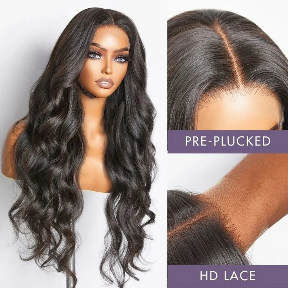 46 Inch 13x4 Lace Front Human Hair Wigs Body Wave 200 Density Remy Hair Glueless Wig Natural Color For Black Women Pre Plucked