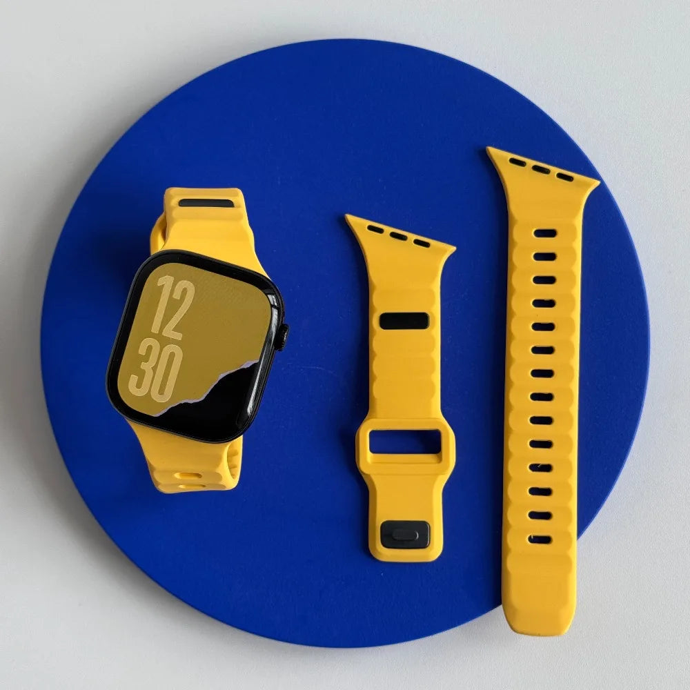 Silicone Sport Strap For Apple Watch Band Ultra 49mm 40mm 41mm 44mm 45mm 46mm correa bracelet iwatch Series 12 11 10 9 8 7 6  se