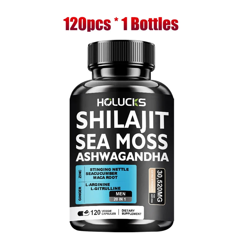 Buy 1 Get 1 Free! Pure Shilajit & Sea Moss Supplement, for Boosts Testosterone, Energy & Stamina, Supports Male Vitality, Men