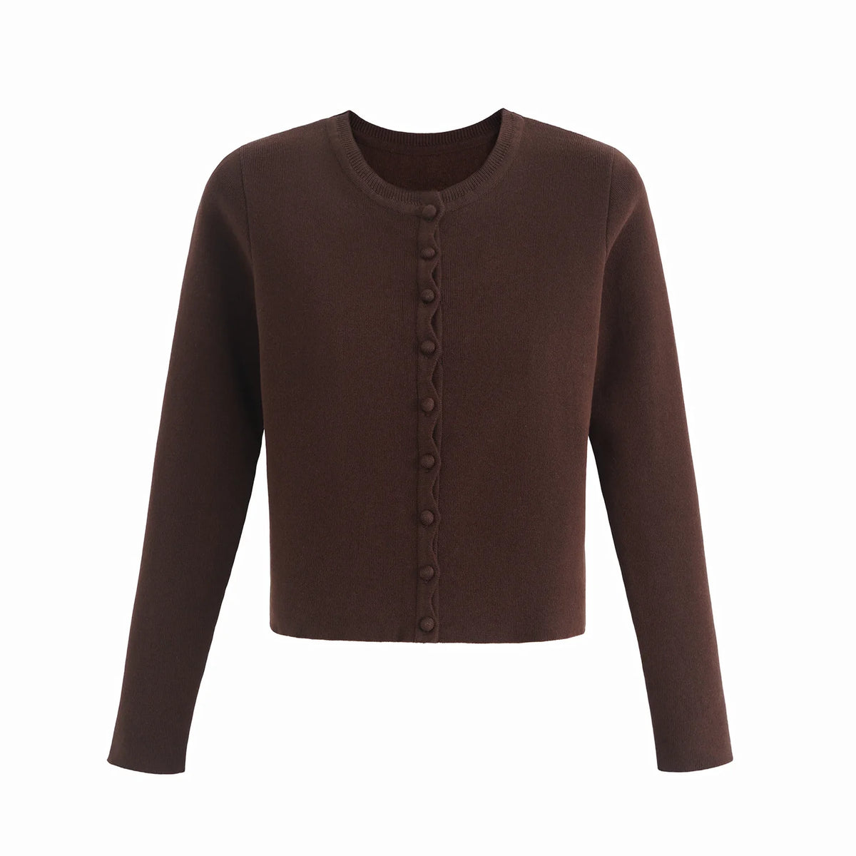 AP AW26 Women Wavy Edge Cardigan Elegant Style Single Breasted