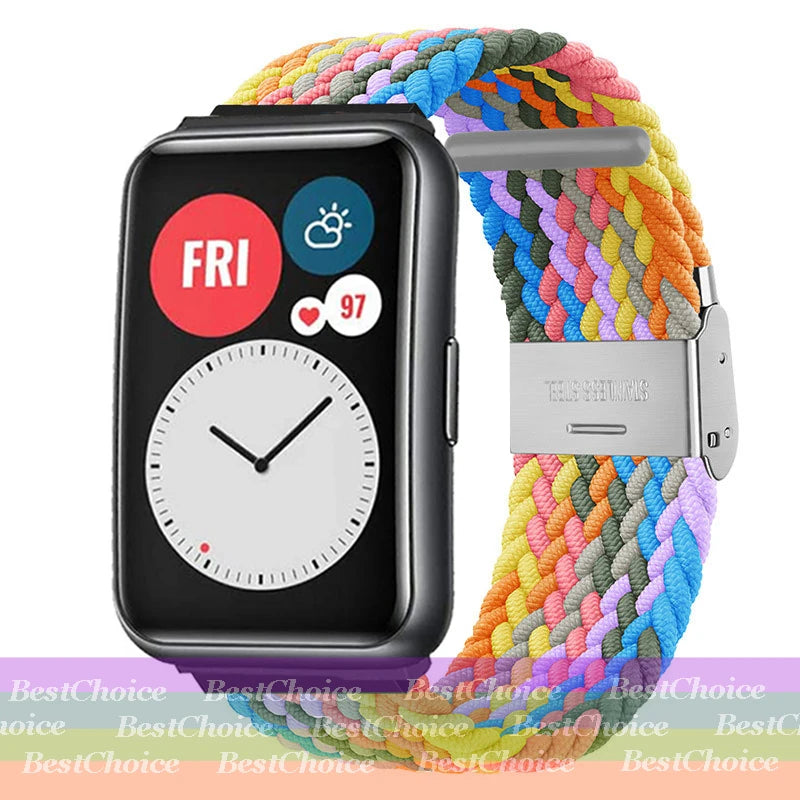 Nylon Braided Watch Strap for Huawei Watch Fit 3 Elastic Loop for Huawei Watch Fit 2 1Adjustable Band Bracelet Metal Connector