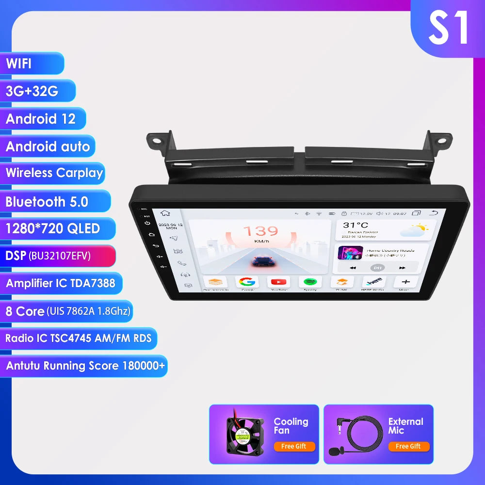 Hizpo 9 inch Wireless CarPlay Android Auto Car Radio for Fiat 500 2016 2017 2018 2019 Multimedia Wireless Apple CarPlay Smart Intelligent Systems IPS Touch Screen Stereo Video Player 2 Din Autoradio Head Unit Navigation BT GP