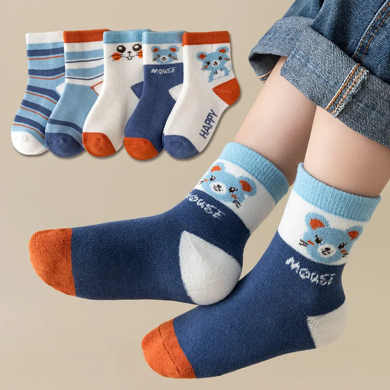 5Pairs Baby Socks Newborn Baby Boy Cute Short Sock 0-1-3-10Y Kids Cotton Toddler Cartoon Soft Children's Sports Socks for Girls