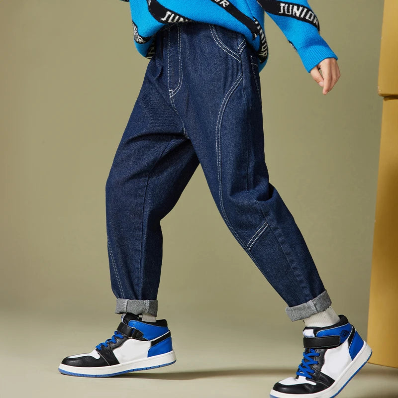 IENENS Kids Boys Jeans Baby Clothes Classic Pants Children Denim Clothing Infant Boy Casual Bowboy Bottoms Trousers  4-11 Years