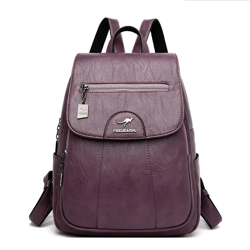 2024 New Women Leather Backpacks High Quality Female Vintage Backpack For Girls School Bag Travel Bagpack Ladies Back Pack