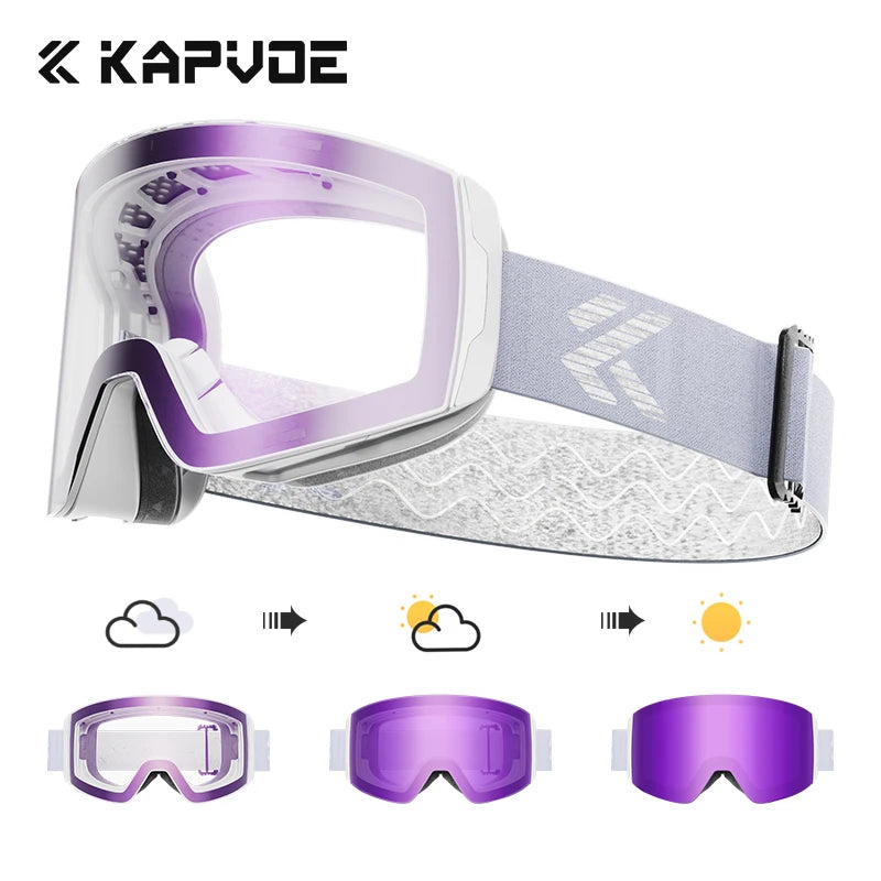 KAPVOE Outdoor Ski Goggles Men Snowboard Glasses Women Winter Snow Sunglasses UV400 Magnetic Attraction Anti-Fog Skiing Goggles