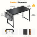 JHK 31IN to 55IN Computer Office Desk Writing Study Office Gaming Table with Storage Bag Metal Frame Wood Tabletop Easy Assembly