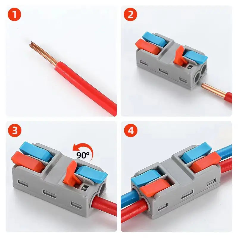 10Pcs Wire Conductor Connector Mini Lever‑Nut 2‑In‑2‑Out Fast Lighting Wire Cable Connector Terminal Block