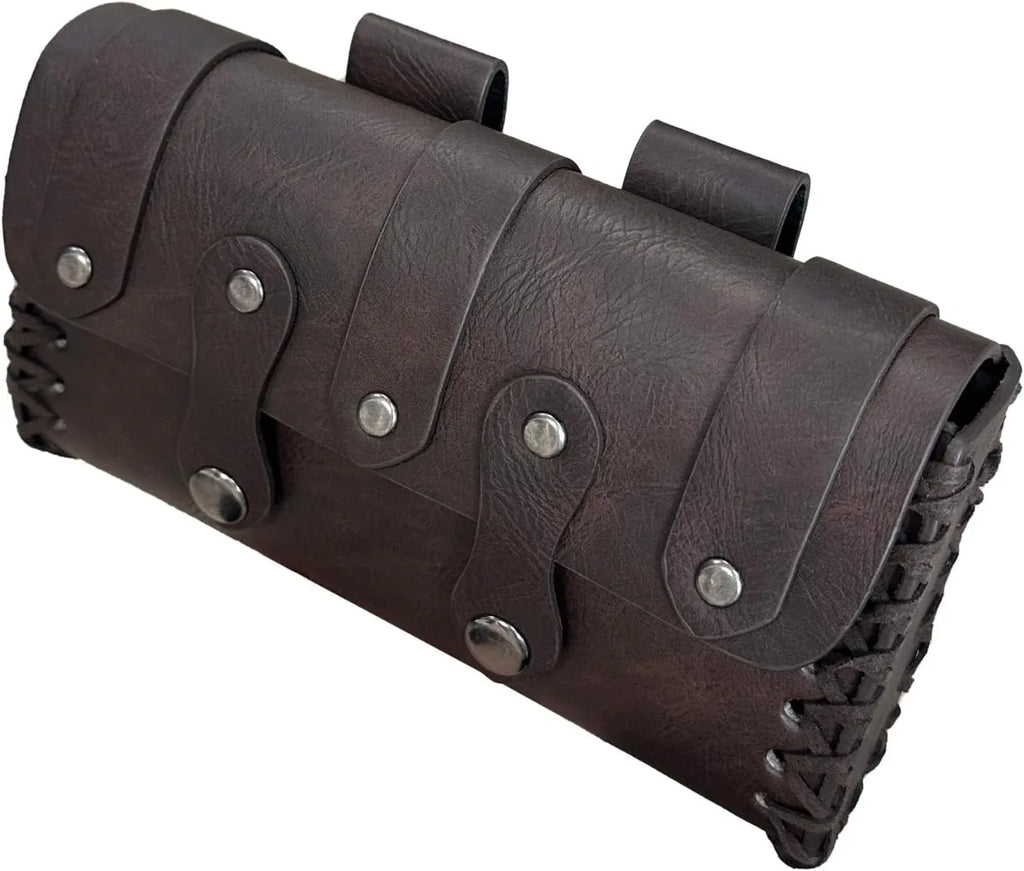 Viking Knight Retro Belt PU Synthetic Leather Copaly Printed Change Waist Pack Halloween Dress Up Belt Set Accessory