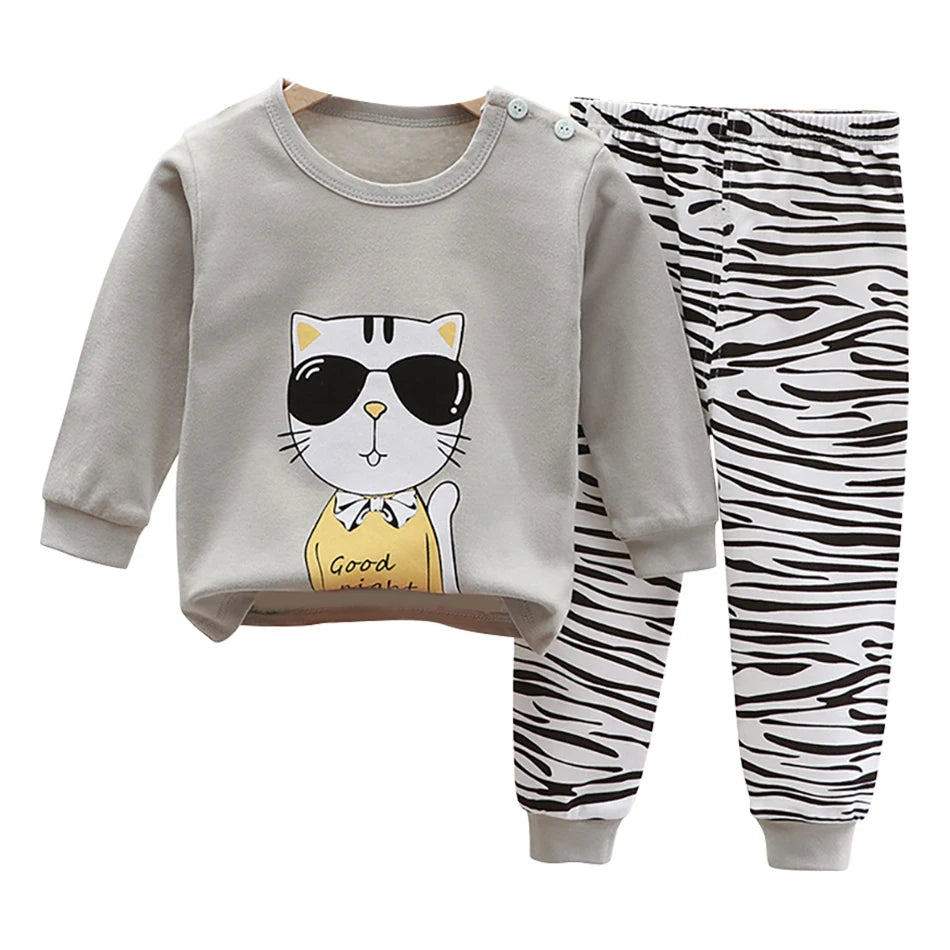 Cartoon Unicorn Animal Sleepwear Children Pajamas Sets Unisex Kids Autumn Clothing Durable Soft Warm Comfort for Every Day Use