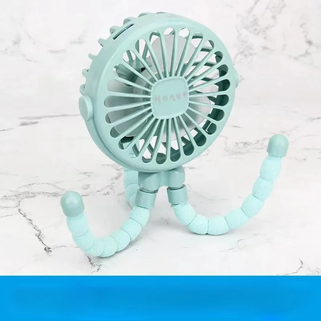 Baby Stroller Fan With Clip, Octopus Shapoed Funny Fan With Flexible Tripod Wrapped, USB Rechargeable Portable Fan for Car Seat